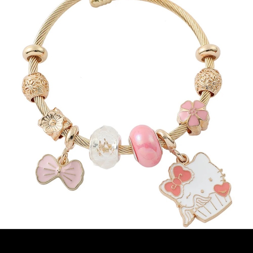 Hello Kitty Gold and Pink Charm Bracelet